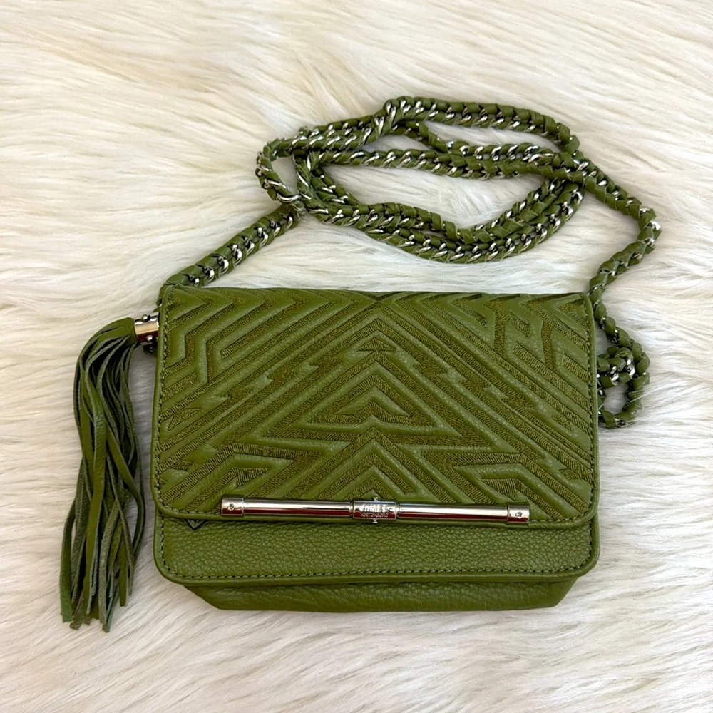 Aimee Kestenberg Alexis Chain Green Leather Small Crossbody Bag